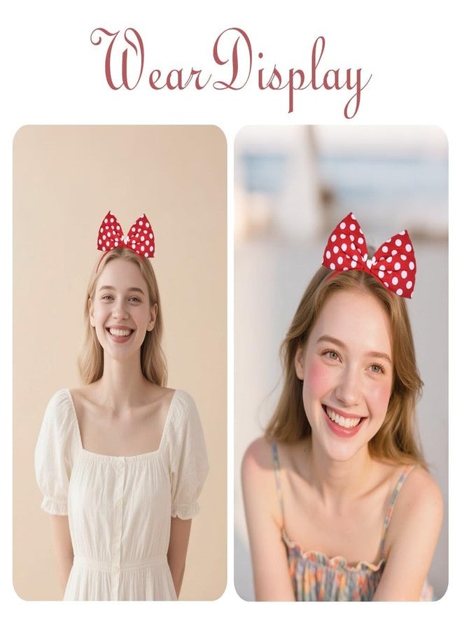Sudaporn Halloween Red Bow Headband Big Polka Dot Bowknot Headbands Cute Christmas Party Accessory Halloween Princess Costume Cosplay Hair Accessories for Women Festival Headdress Headwear - Image 4